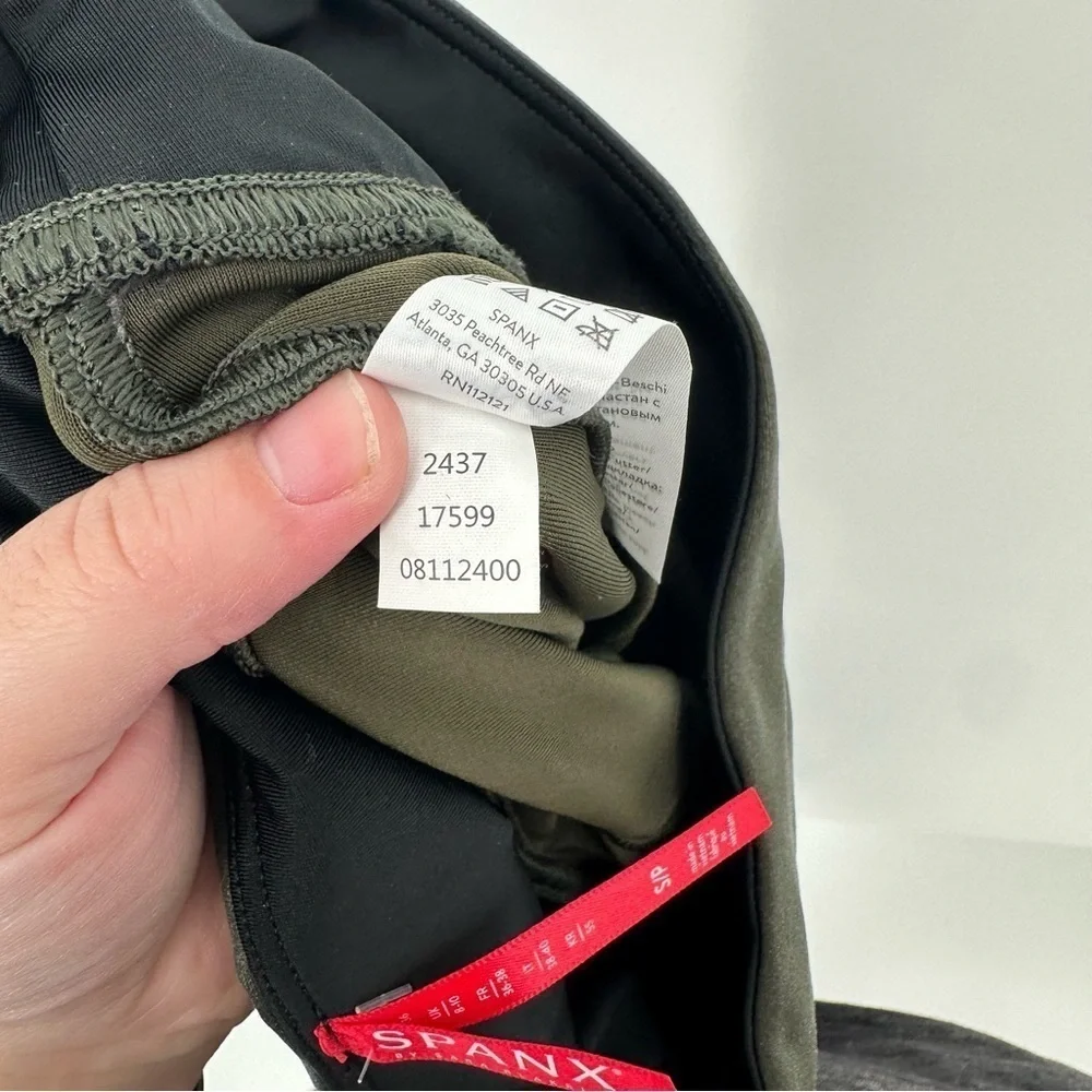 Spanx Faux Leather Leggings Olive Green Casual‎ Comfort Night Out Size Small